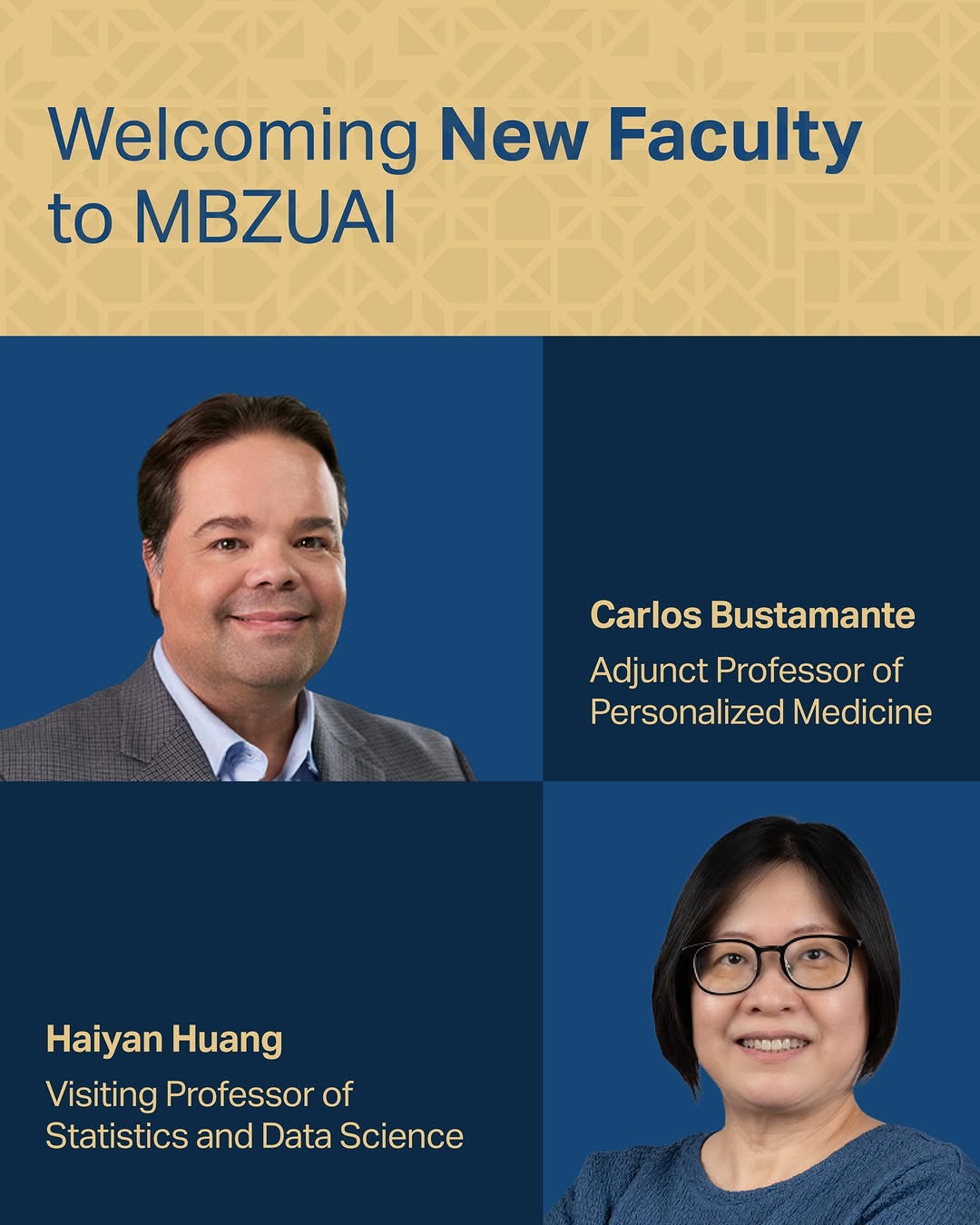 Faculty spotlight on Instagram — Carlos Bustamante and Haiyan Huang